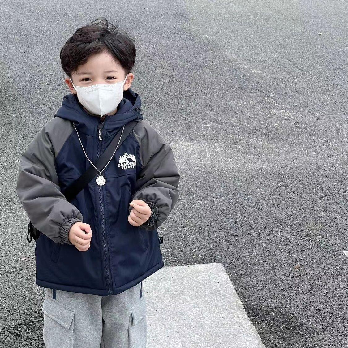 小童男童山系连帽棉服外套男宝宝6个月1-3岁网红儿童穿的冬天初冬