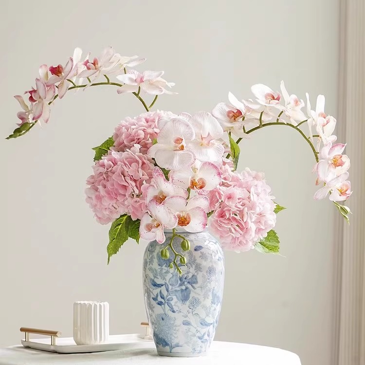 3D大蝴蝶兰仿真花假花摆设轻奢高档绢花花艺摆件客厅玄关装饰插花