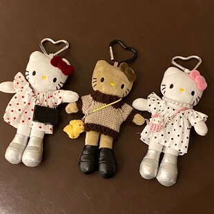 新品 凯蒂猫毛绒挂件可爱kt猫爱心扣书包车载挂饰钥匙扣公仔 长腿款
