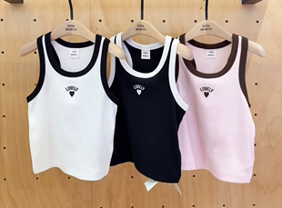 工字背心 little 女童弹力罗纹坑条修身 25夏款 KBE2VET007 moco童装