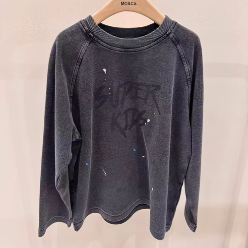 littlemoco专柜正品26年秋款男女童泼墨休闲长袖T恤KBF3SWS006