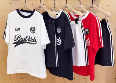 little moco专柜正品25年夏男女童亲子休闲运动套装KBE2SUT008