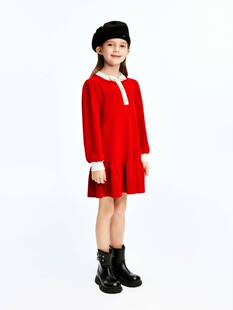 little moco专柜正品24年冬女童美丽诺长袖针织连衣裙KBD4DRST03