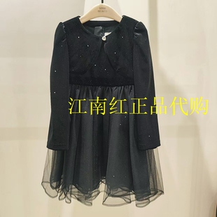 little moco专柜正品童装25年冬款女童拼接网纱连衣裙KBE4DRS014