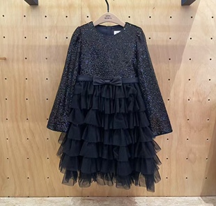 little moco童装25春款女童珠片绣蛋糕网纱公主连衣裙 KBE1DRS005