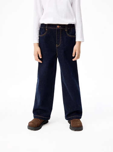 littlemoco专柜正品25冬款男女童宽松直筒牛仔裤KBE4JENT03