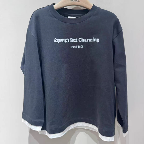 little moco25年春男女童休闲纯棉长袖T恤KBE1TEE022