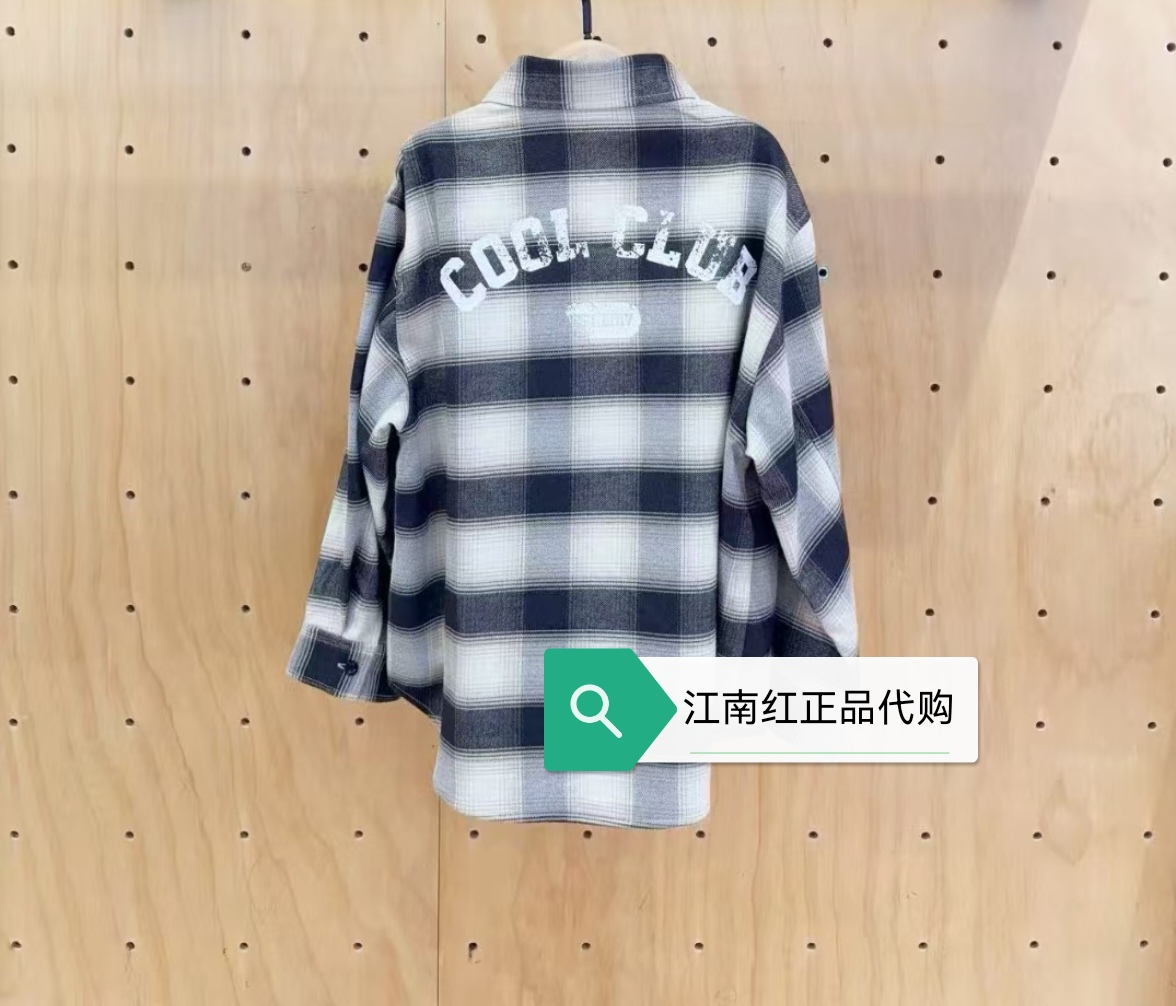 little moco专柜正品25年秋男女童格纹印花长袖衬衫KBE3SHT006