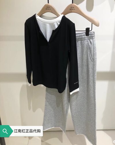小moco专柜正品25年秋女童假两件撞色长袖T恤上衣KBE3TOP008