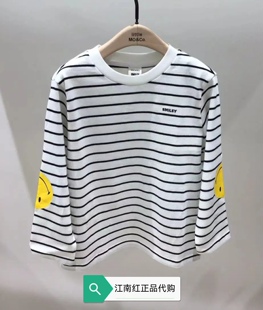 little moco专柜25冬款男女童圆领宽松条纹T恤KBE4TEE011