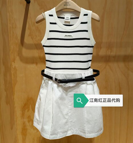 little moco童装2026夏新款女童假两件连衣裙背心裙子 KBF2DRS034