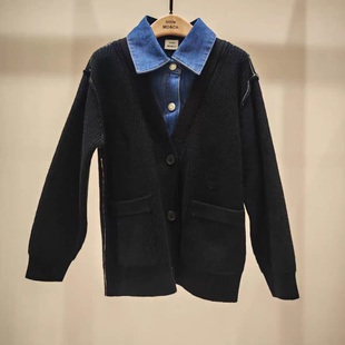 little moco专柜正品26春男女童拼接假两件针织开衫KBF1CAR004