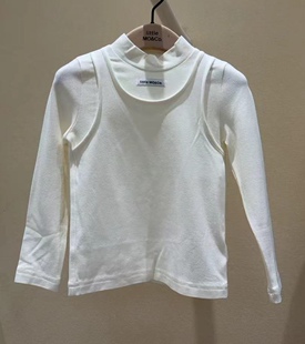 little moco童装25冬新款女童假两件长袖T恤磨毛打底衫KBE4TEET04