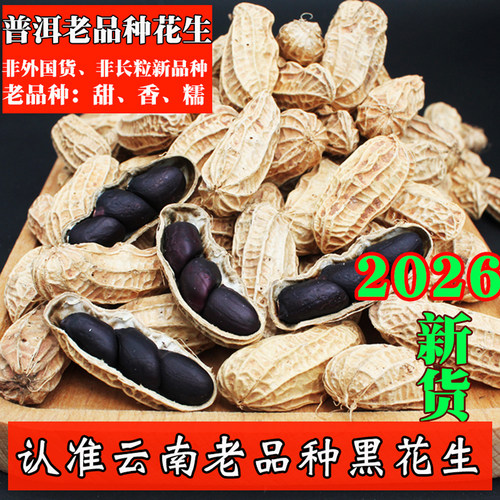 2026云南黑花生带壳生的富硒种子