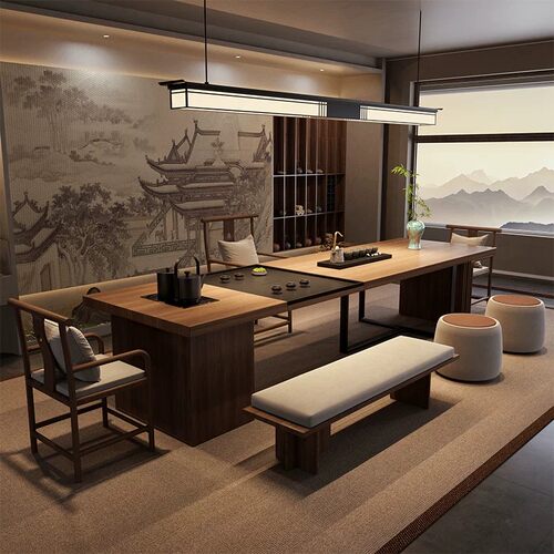 宋代美学实木大板茶桌椅组合办公室客厅家用茶台2026新款高端