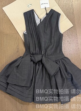 BMQ】玳购级 高阶版 SHUSHUTON设计感时尚优雅塔克花边斜肩连衣裙