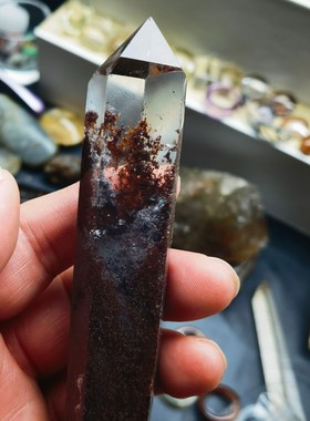 天然绿幽灵彩幽灵水晶原石棱柱景石万花筒客厅办公室摆件重85.6克