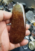 天然红铜发晶原石雕刻料摆件把玩收藏尺寸97.4 37.7 20.9重117克