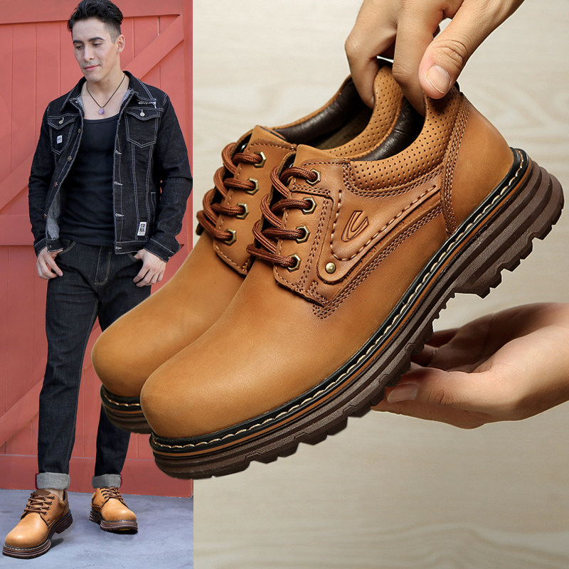 德国骆驼动感马丁鞋男真皮休闲防滑大头皮鞋牛皮厚底工装男鞋圆头,流行男鞋,工装鞋,淘宝优惠券,粉丝福利购,淘宝优惠卷