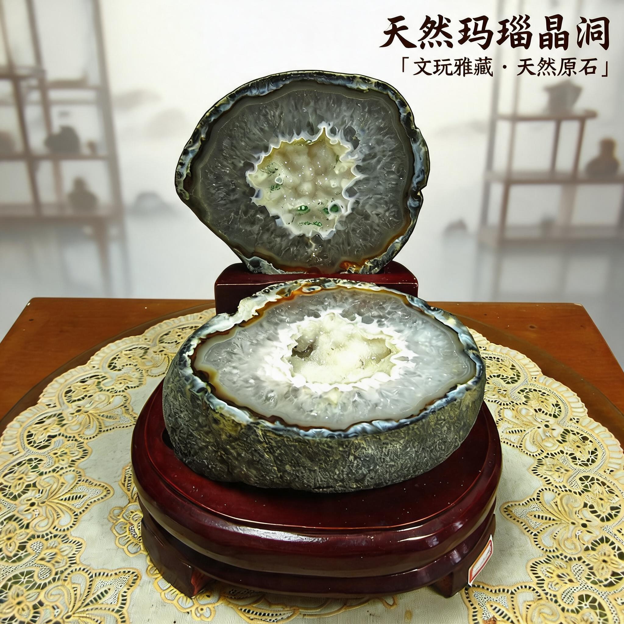 天然玛瑙晶洞奇石玉石办公桌面装饰品书房文玩收藏装饰转运摆件