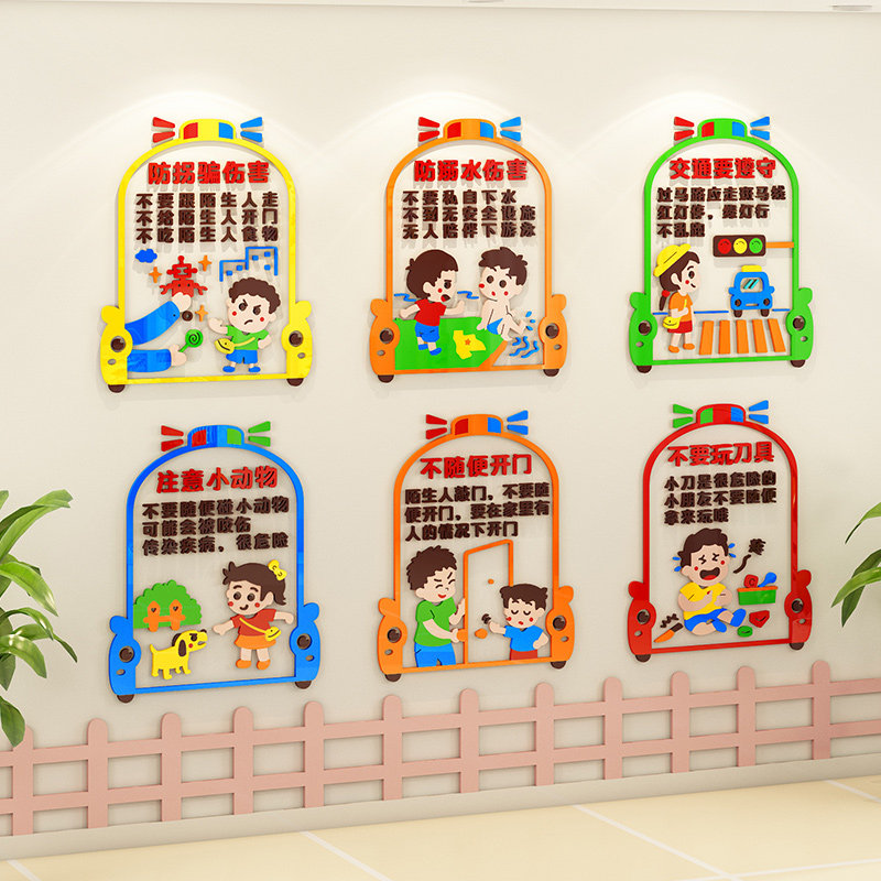 幼儿园儿童安全防护宣传栏文化墙面装饰教室走廊主题环创布置墙贴