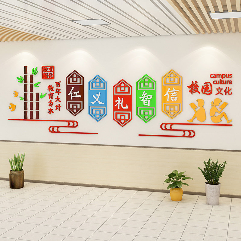 校园传统文化风仁义礼智信墙贴