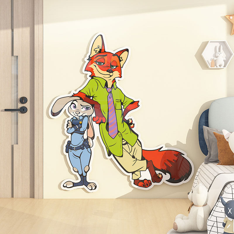 疯狂动物城周边墙贴画儿童房墙面装饰尼克朱迪贴纸床头墙门上布置