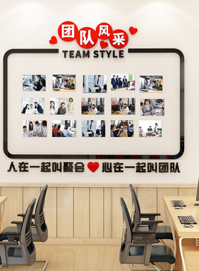 员工风采团队照片公告栏标语墙贴