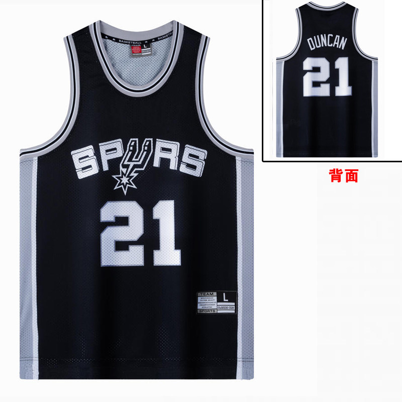马刺队邓肯队服美式复古背心詹姆斯科比上衣杜兰特库里网眼球衣潮