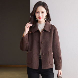 短款 小个子洋气高贵妈妈秋冬羊毛呢外套 双面羊绒大衣女2025年新款