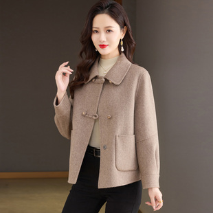 绵羊毛呢外套 小个子高贵中年妈妈款 短款 双面呢羊绒大衣女2025新款