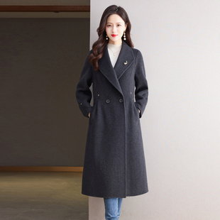 红色长款高个子双面羊绒大衣女2025年新款秋冬高级感羊毛呢子外套