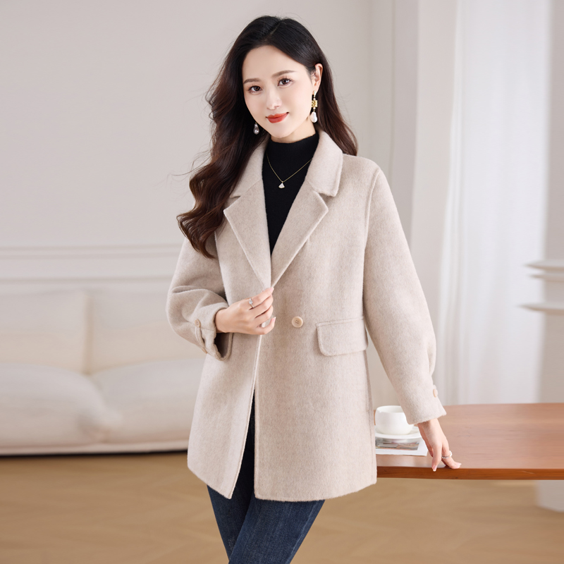 羊毛双面呢中长款通勤羊绒大衣