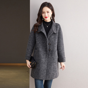 灰色双面羊绒大衣女中长款 赫本风羊毛秋冬宽松毛呢外套 2025年新款
