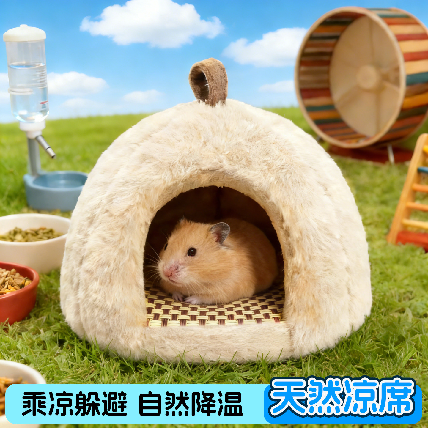 宠乐奇夏季仓鼠休息躲避屋仿兔绒金丝熊乘凉睡窝透气棉窝用品降温