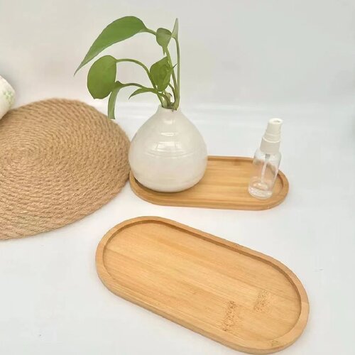 竹木椭圆形香薰托盘家居装饰收纳盘手卷操作盘