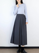 FLOREATELIER秋季 灰色百褶半身裙韩系显瘦直筒百搭高腰长裙