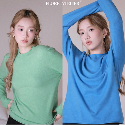 FLOREATELIER磨毛多巴胺保暖内搭女秋冬宽松显瘦百搭针织衫