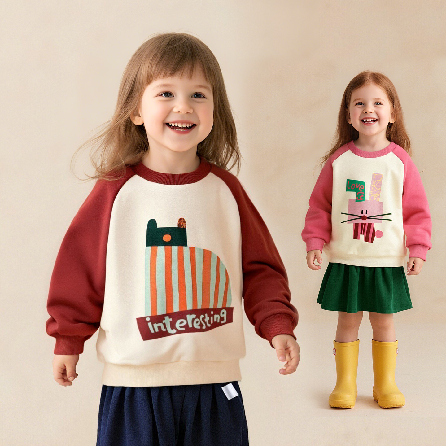 啊咪啦女童纯棉卫衣套头休闲上衣