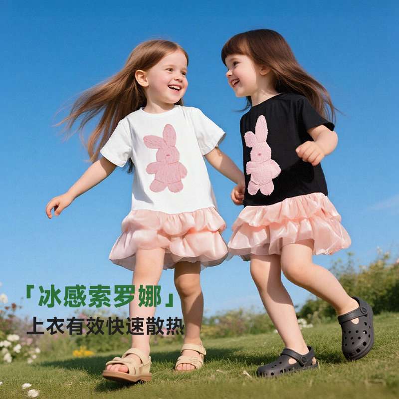 啊咪啦女童短袖连衣裙公主蛋糕裙