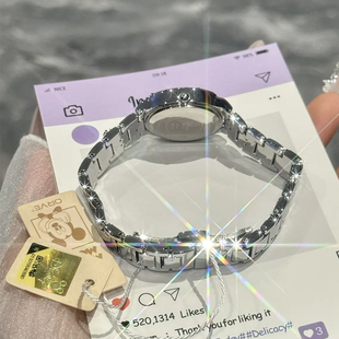 Disney迪士尼手表女学生初高中时尚 贝母钢带女士防水腕表 潮流个性