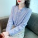 女洋气全棉百搭木耳领上衣提花女士衬衣 纯棉衬衫 春秋装 2025年新款