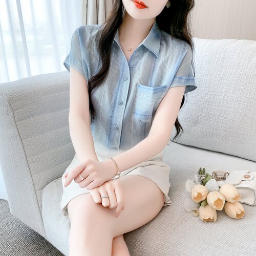 雪纺衬衫女设计感小众2025夏季