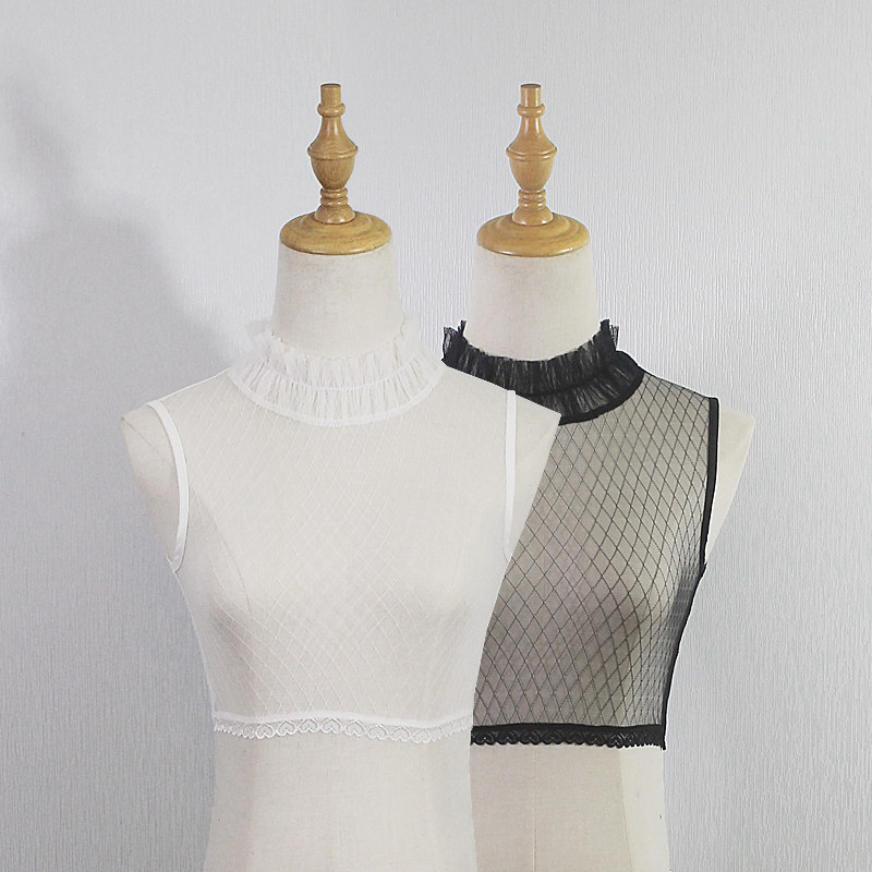 2023夏季网纱韩国新款半高领假领子女装蕾丝假领围脖套头假衣领子