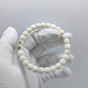 纯天然海南白玉菩提文玩单圈佛珠手串念珠配饰礼物手链男女镶嵌款