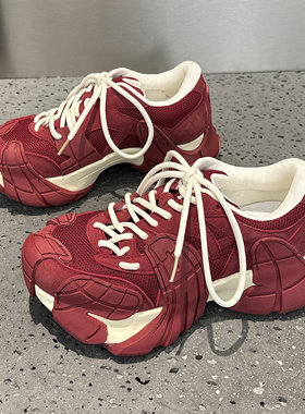 欧洲站2026秋季新款八爪鱼老爹鞋女真皮厚底增高百搭休闲运动鞋潮