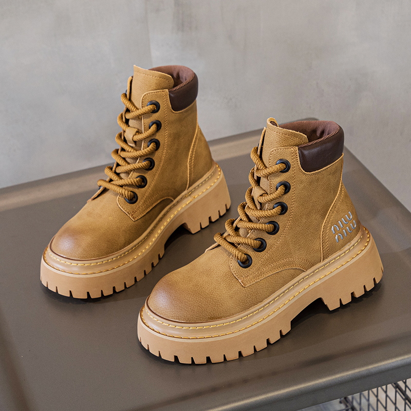 马丁靴舒适厚底复古真皮大黄靴