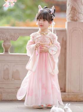 汉服女童2025春秋款儿童高端仙气国风公主连衣裙女孩中秋玉兔襦裙