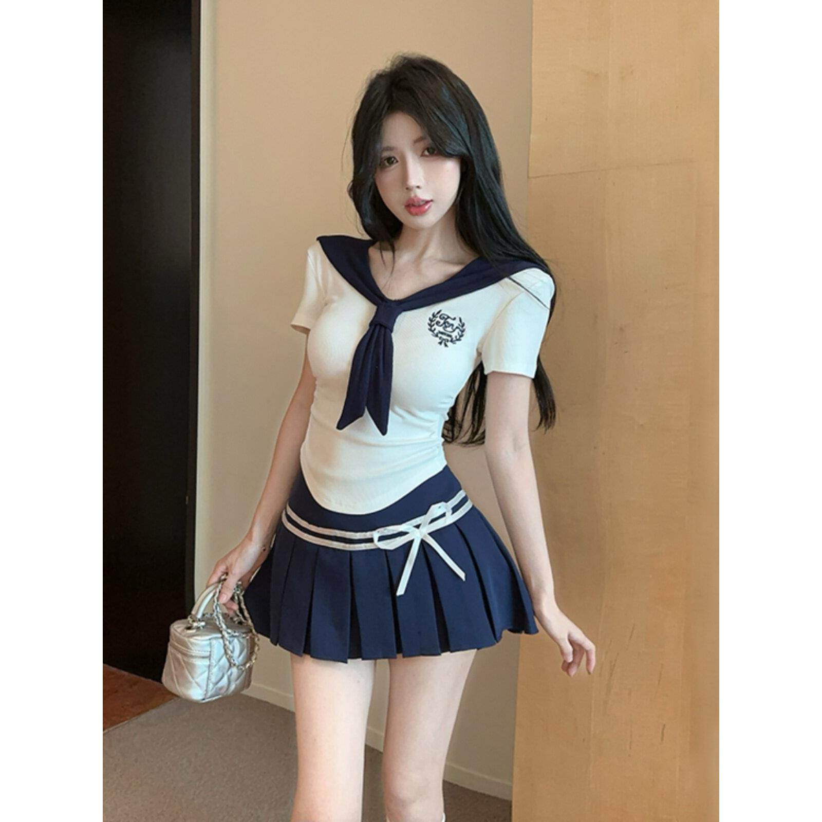 减龄JK制服套装足浴技师工作服海军领上衣辣妹柔式spa按摩技师服