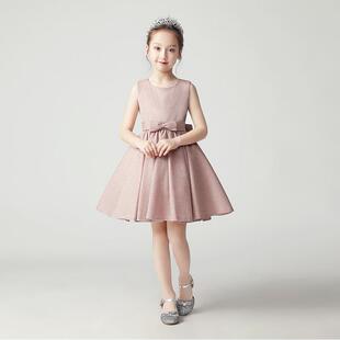 儿童粉色短款晚礼服公主裙女童洋气连衣裙花童装生日演出服合唱团